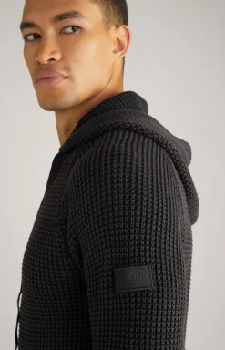 Strick-Hoodie Hoodor in Schwarz