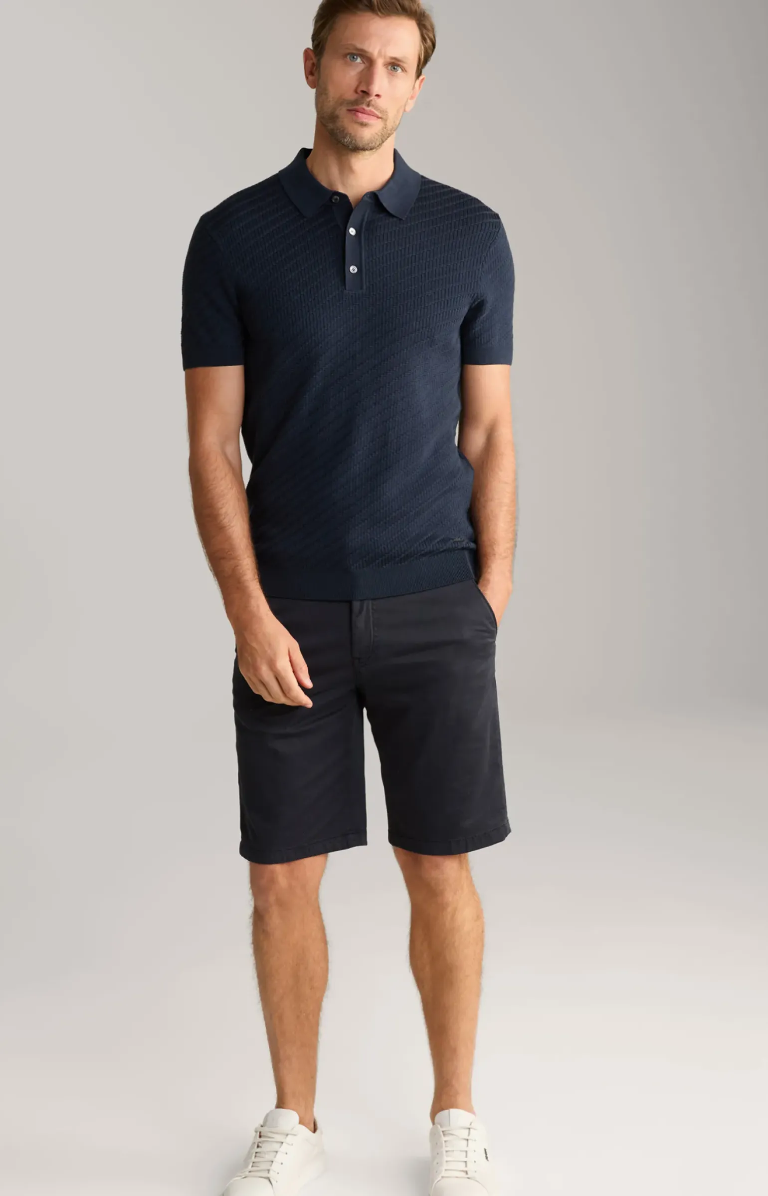 Strick-Poloshirt Maurice in Navy