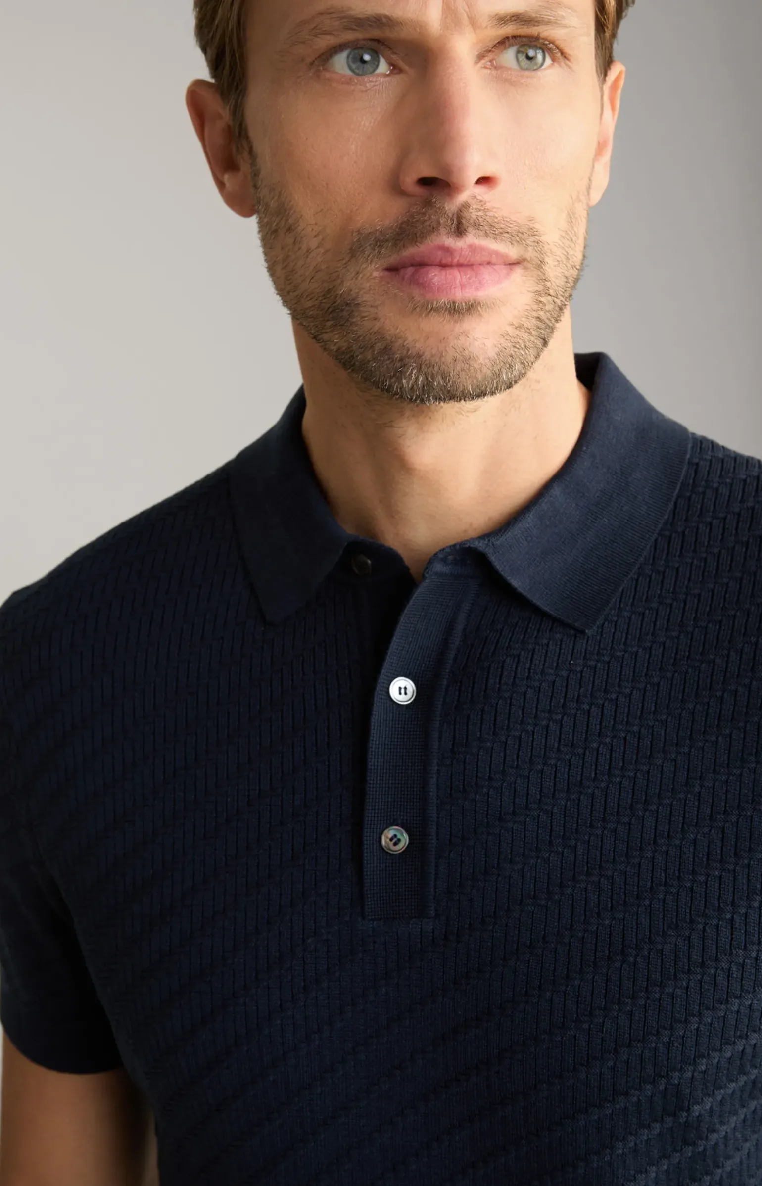 Strick-Poloshirt Maurice in Navy