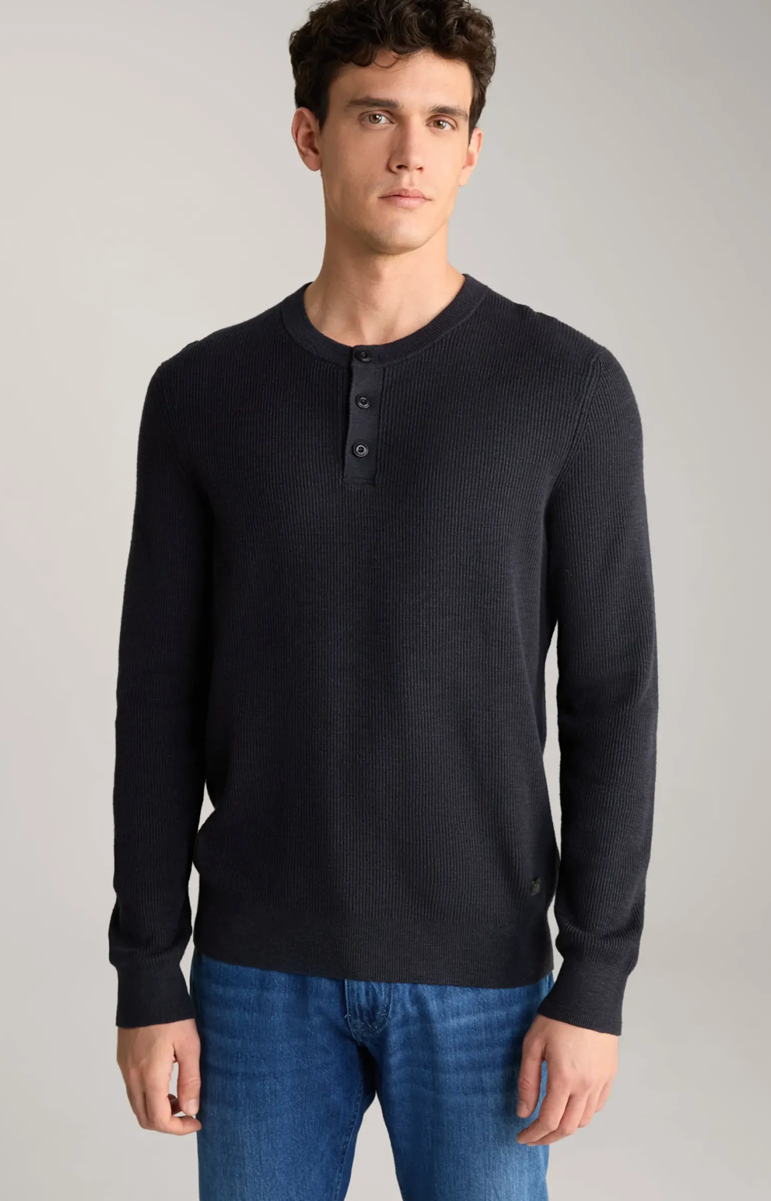 Strickpullover Henley in Navy