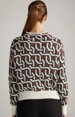 Strick-Pullover in Creme/Braun/Schwarz gemustert