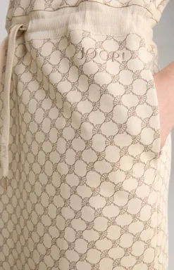 Sweat-Kleid in Beige gemustert