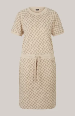Sweat-Kleid in Beige gemustert