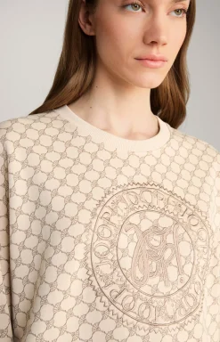 Sweatshirt in Beige gemustert