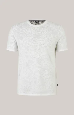 T-Shirt Pieron in Weiß gemustert