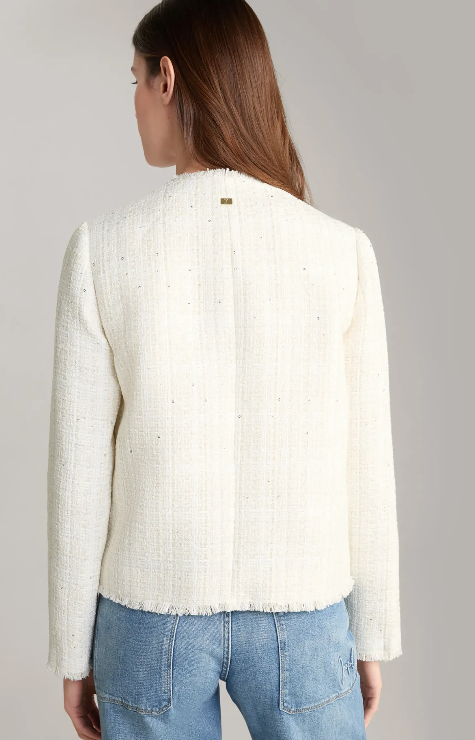 Tweed-Blazer in Offwhite/Gold