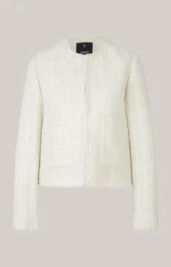 Tweed-Blazer in Offwhite/Gold
