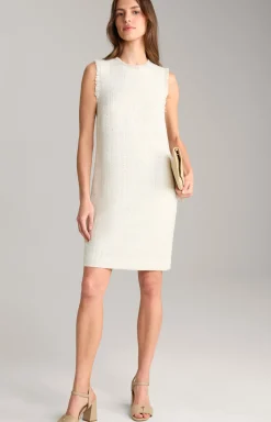 Tweed-Kleid in Offwhite/Gold
