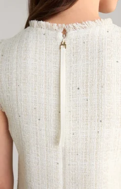 Tweed-Kleid in Offwhite/Gold