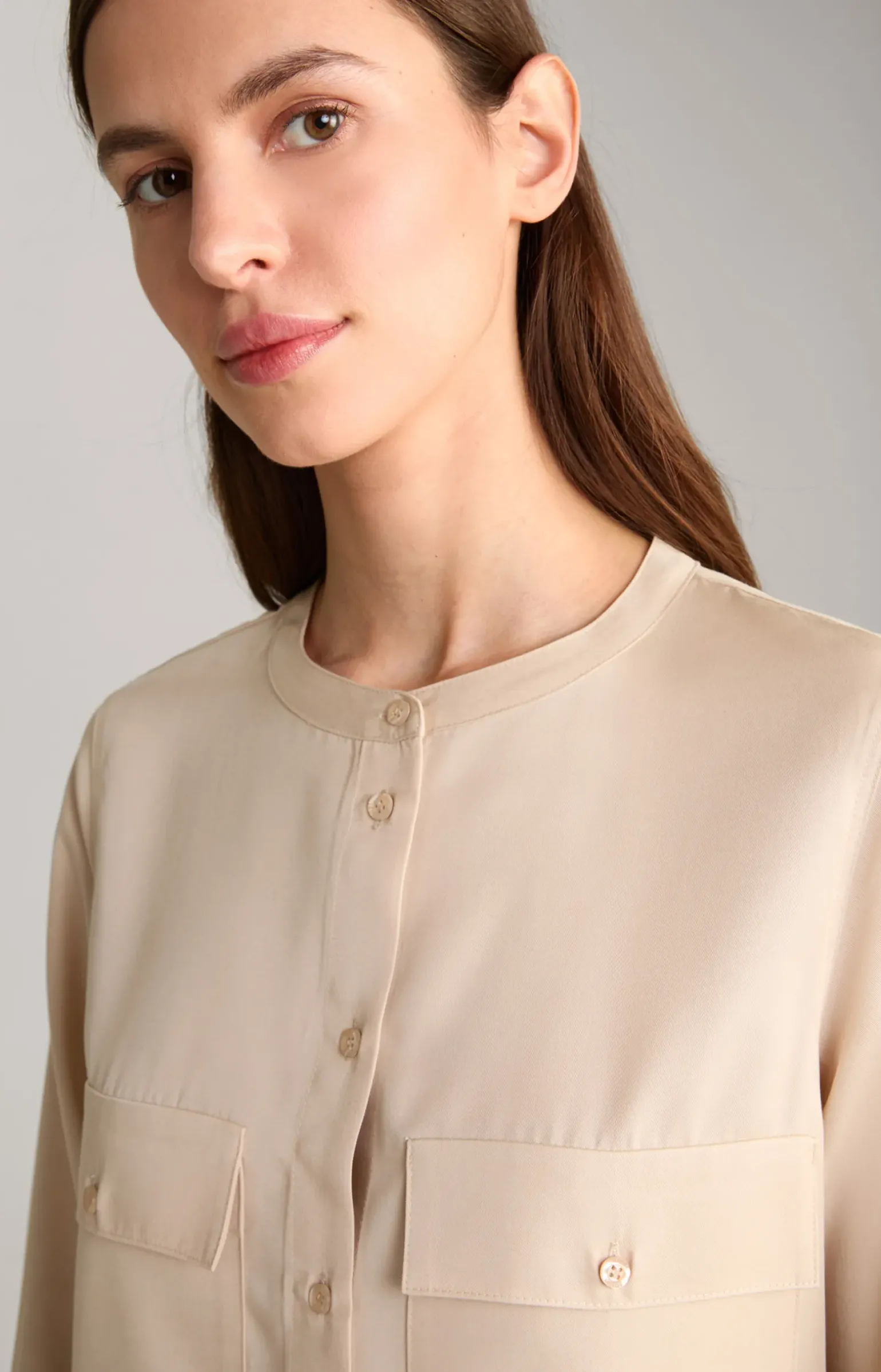 Twill-Bluse in Beige