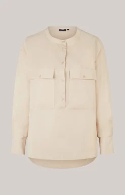 Twill-Bluse in Beige