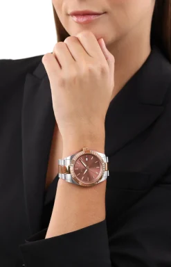 Unisex-Armbanduhr in Silber/Roségold