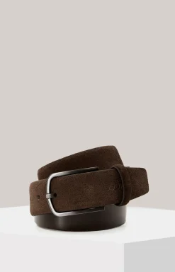 Veloursledergürtel in Dunkelbraun