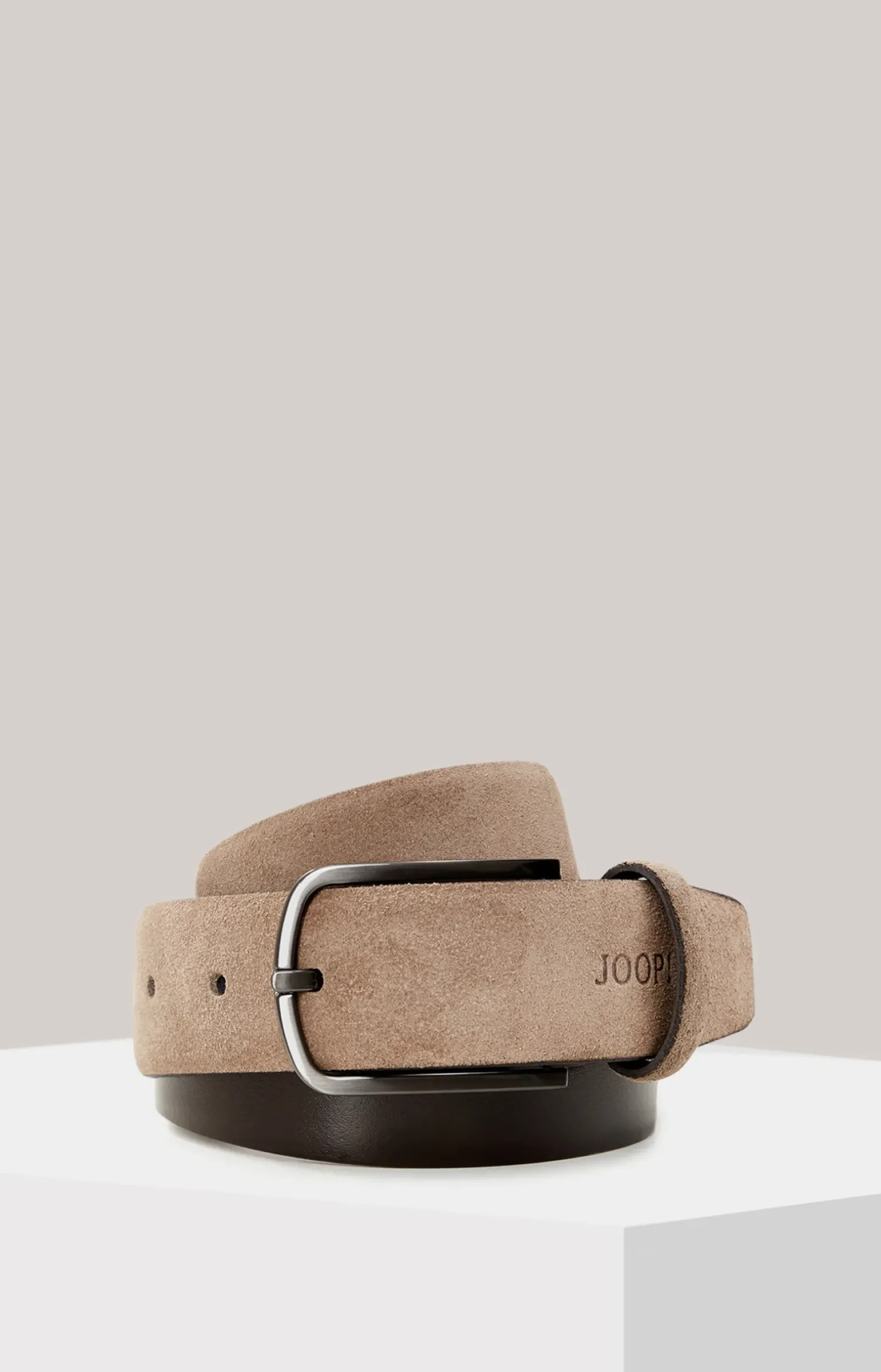Veloursledergürtel in Greige