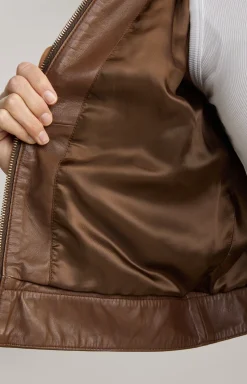 Velours-Lederjacke in Braun