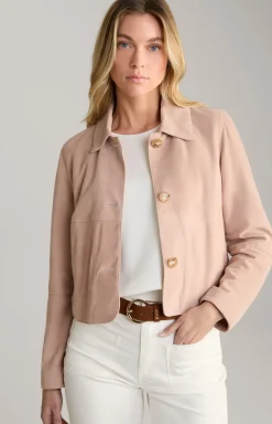 Velours-Lederjacke in Rosé