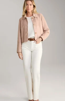 Velours-Lederjacke in Rosé