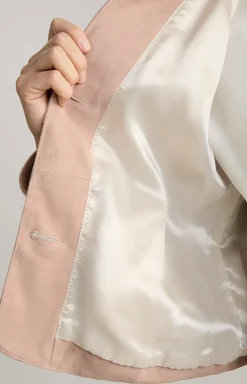 Velours-Lederjacke in Rosé