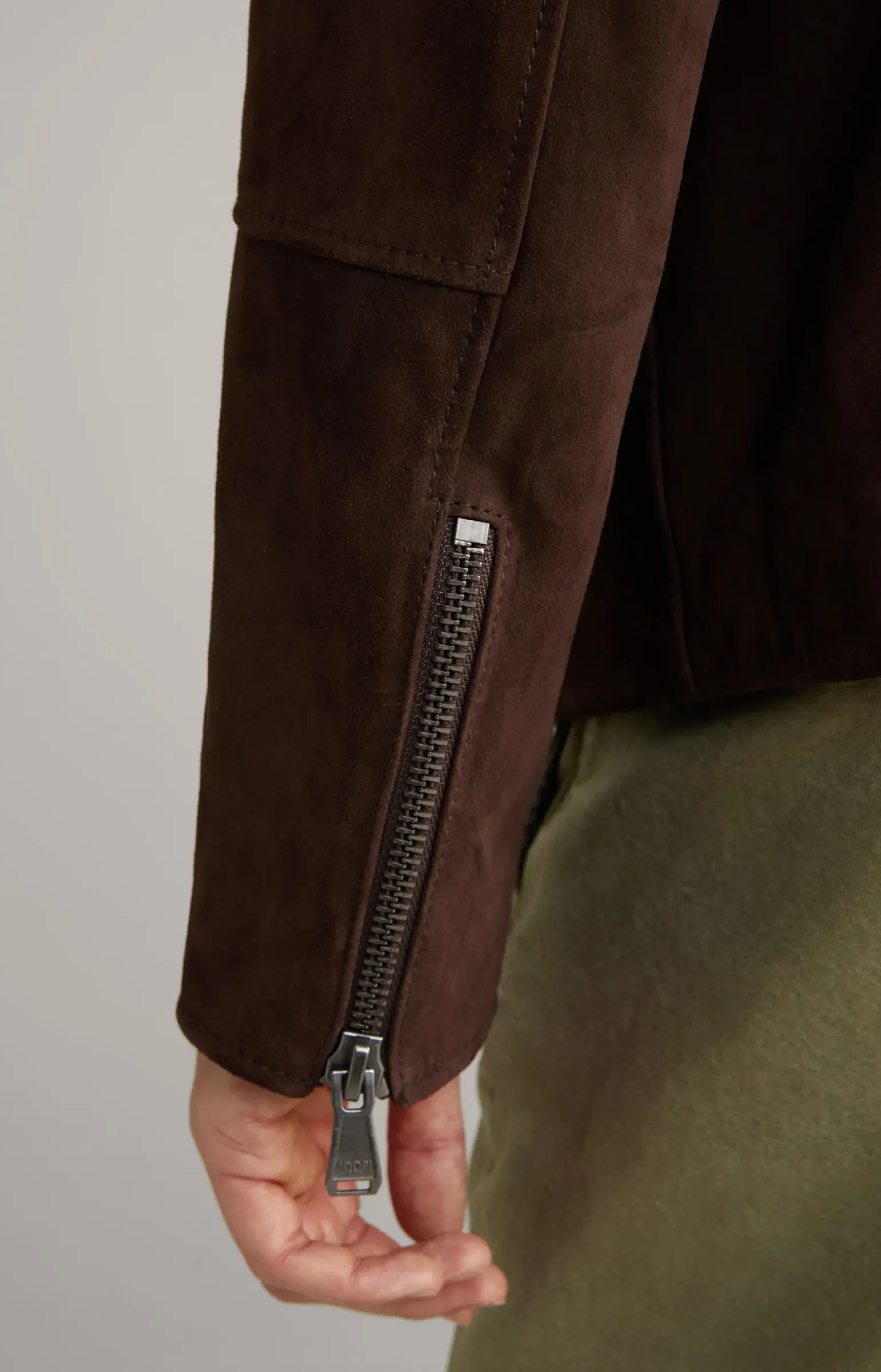 Velours-Lederjacke Lezy in Dunkelbraun