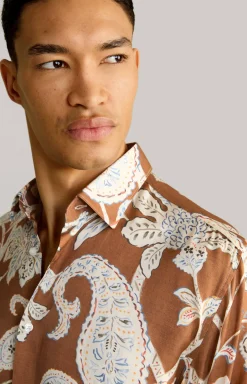 Viskose-Hemd Matty in Kupfer/Ecru