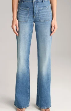 Wide Leg Jeans in Blue Washed