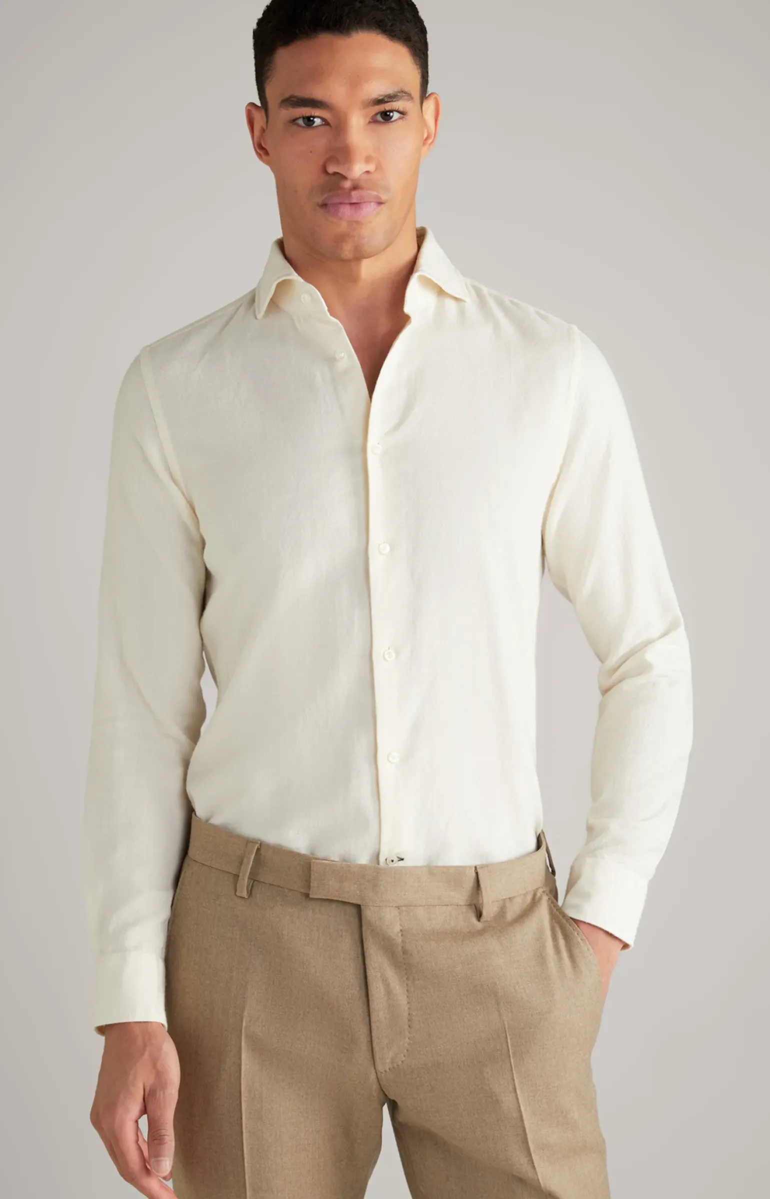 Wollflanell-Hemd Pai in Offwhite