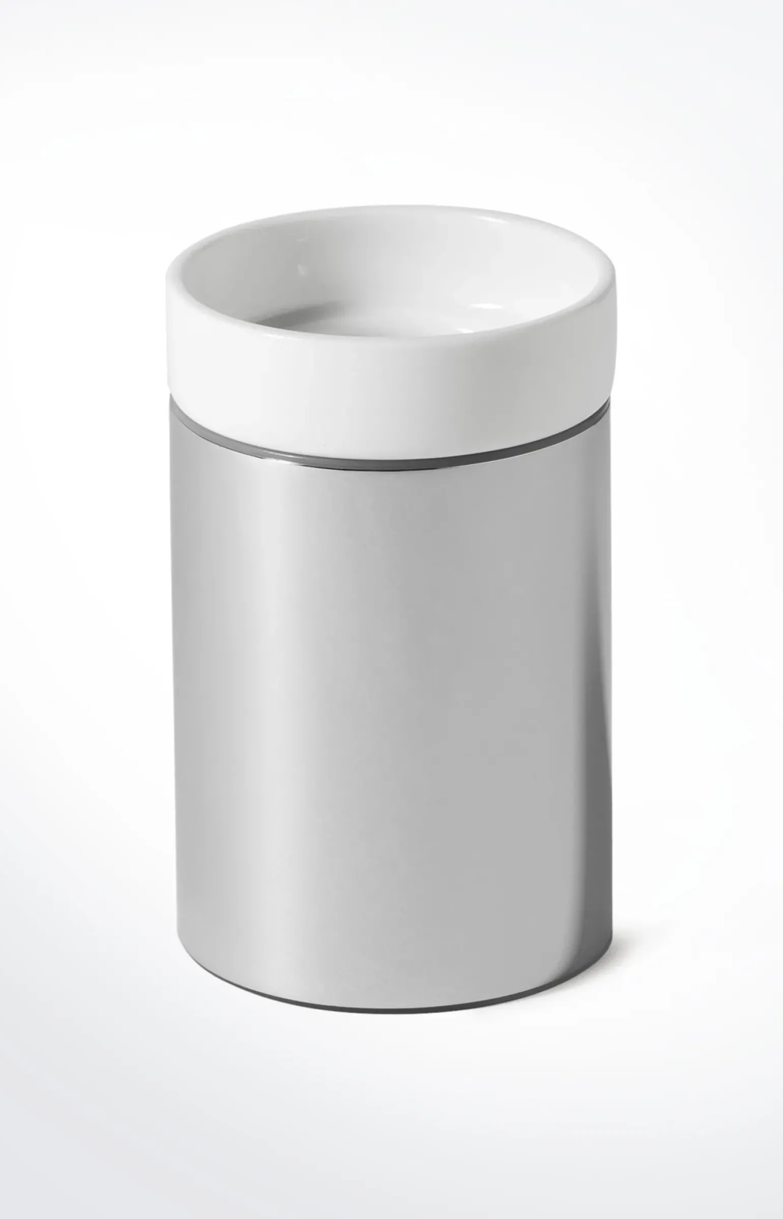 Zahnputzbecher Chromeline, Silber/Weiß