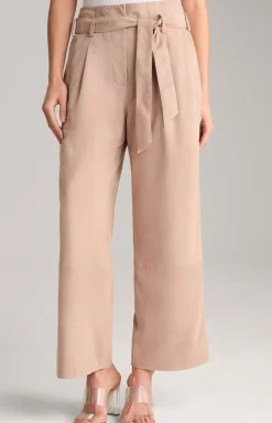 Ziegenvelours-Lederhose in Hellbraun