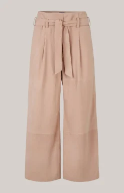 Ziegenvelours-Lederhose in Hellbraun