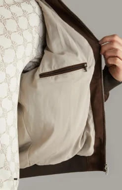 Ziegenvelours-Lederjacke Laup in Dunkelbraun