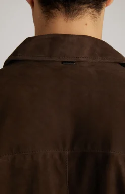 Ziegenvelours-Lederjacke Laup in Dunkelbraun