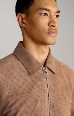 Ziegenvelours-Lederjacke Laup in Hellbraun