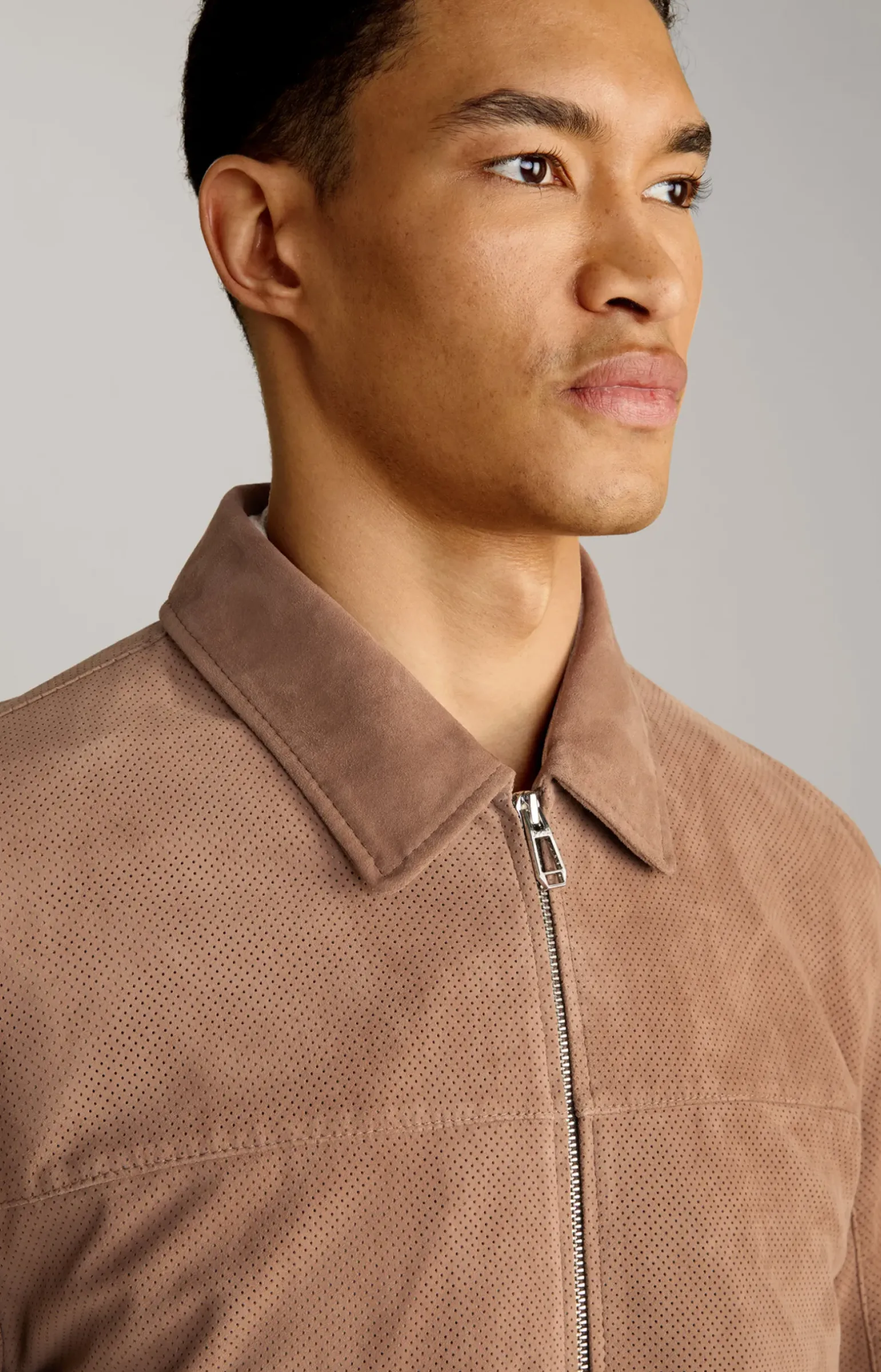 Ziegenvelours-Lederjacke Laup in Hellbraun