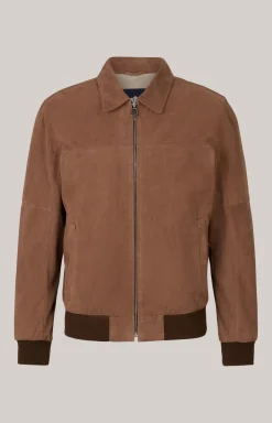 Ziegenvelours-Lederjacke Laup in Hellbraun