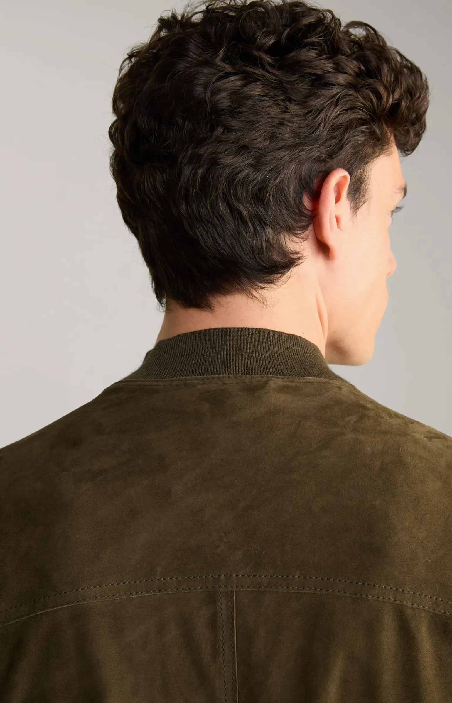 Ziegenvelours-Lederjacke Pios in Oliv