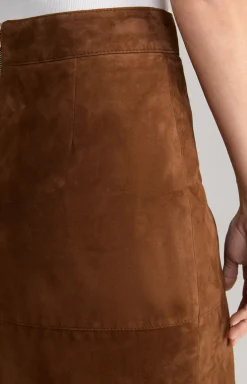 Ziegenvelours-Lederrock in Braun