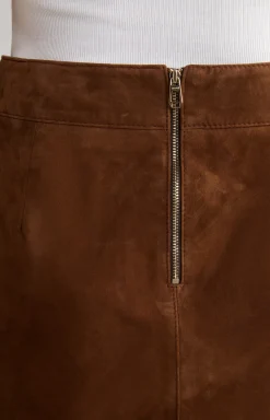 Ziegenvelours-Lederrock in Braun