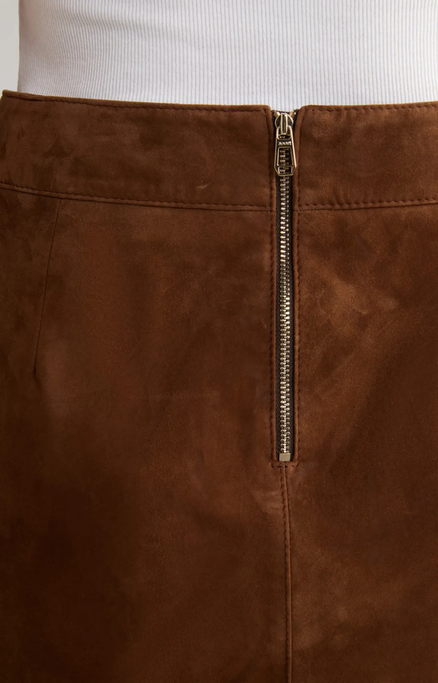 Ziegenvelours-Lederrock in Braun