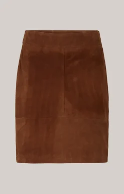 Ziegenvelours-Lederrock in Braun